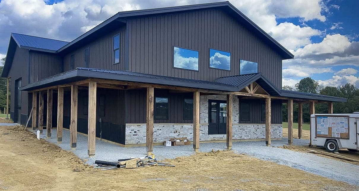 25x50 black commercial pole barn