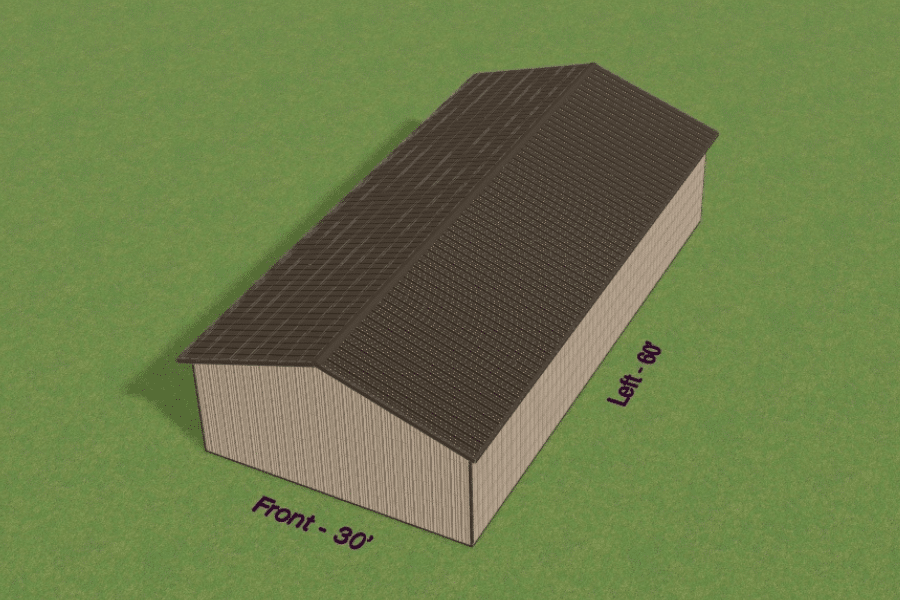 30x60 commercial pole barn being designed in 3D