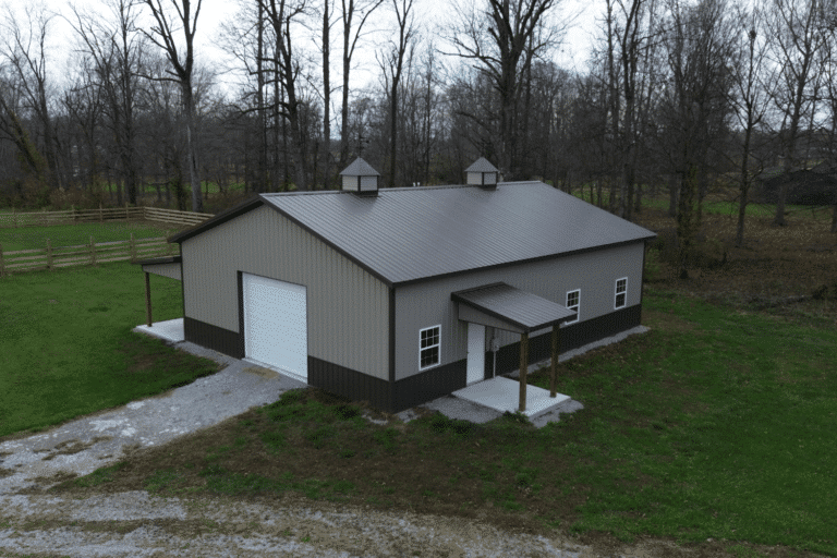 36x48 tan and brown equestrian pole barn kit in russellville oh near horse gate