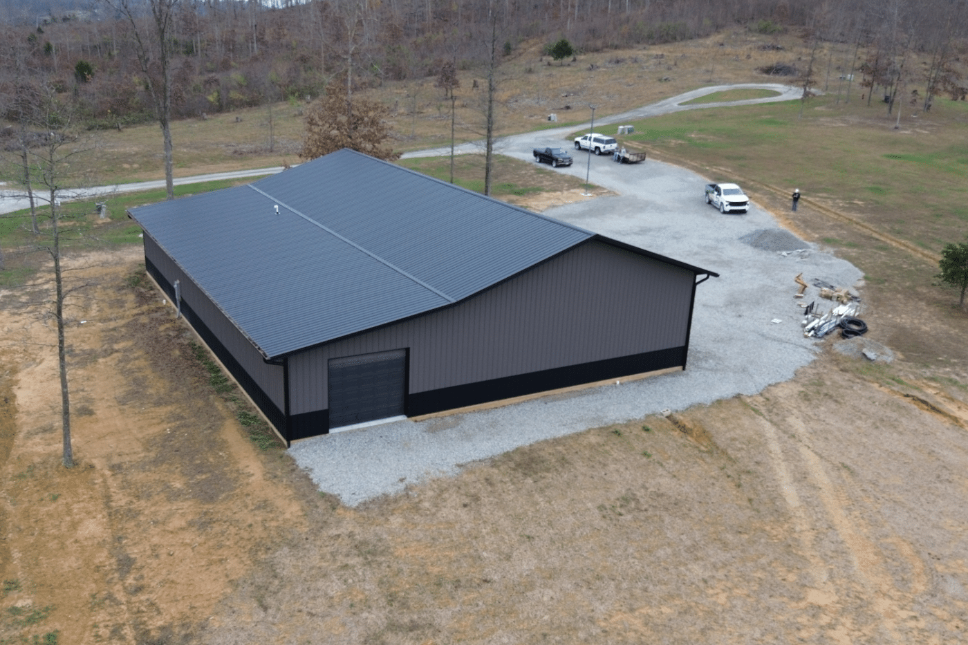 side view of 40x80 garage pole barn in west union ohio
