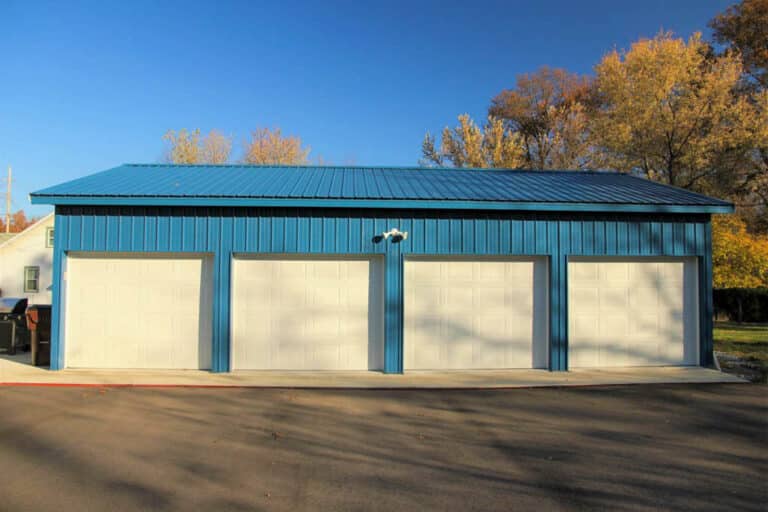 Blue and White 48x80 Pole Barn Garage Kits