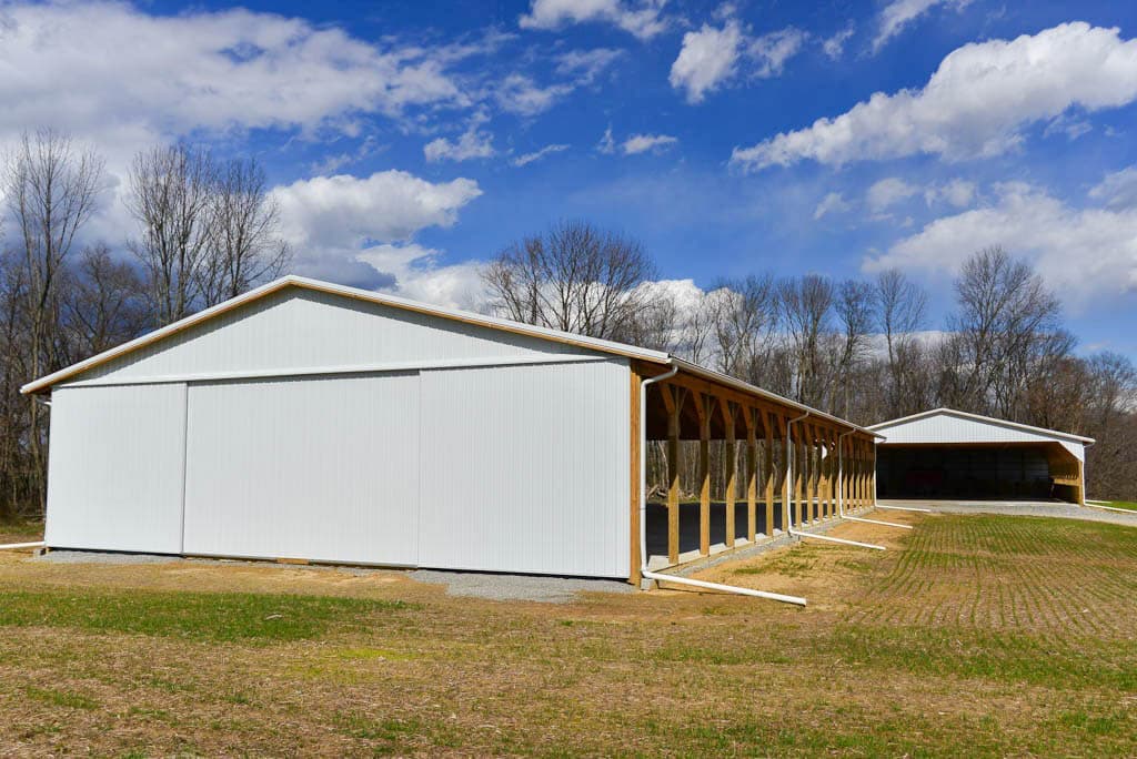 White Metal Building for Hay Storage