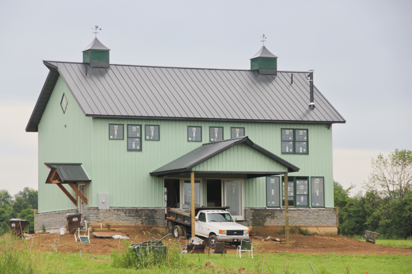 green barndominium pole barn in fairfield oh