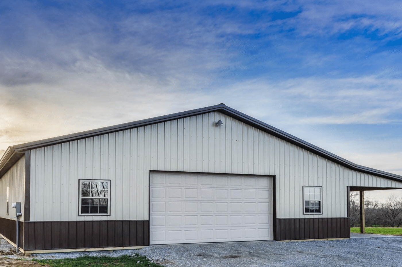 black and white 60x120 commercial pole barn in oh