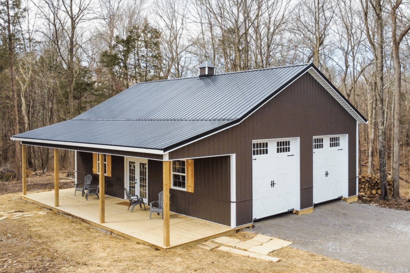brown 60x60 barndominium pole barn with garage for sale in ohio