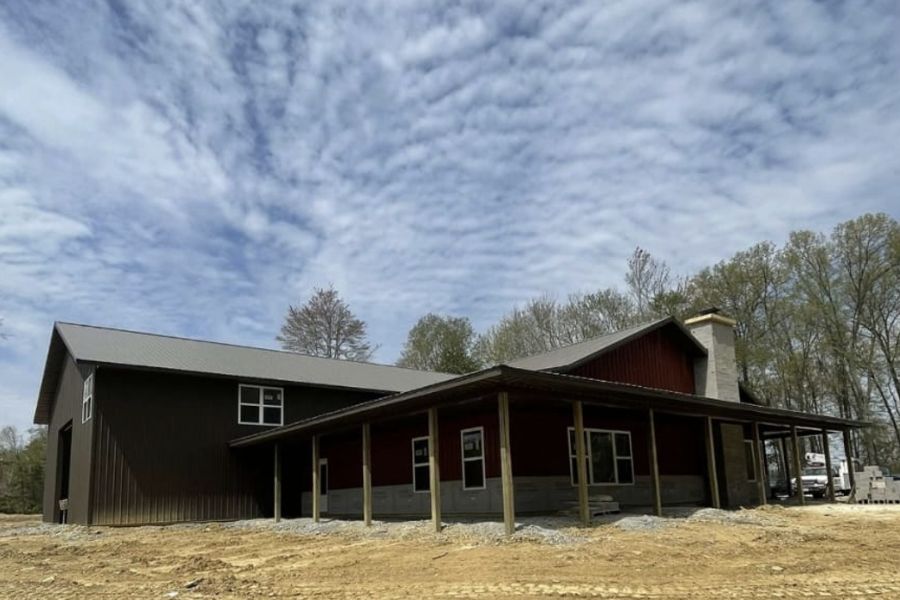 brown and dark red 30x72 commercial pole barn