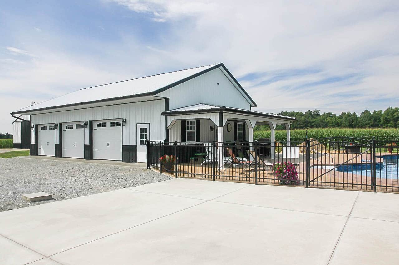 white 40x30 barndominium in southeast ohio