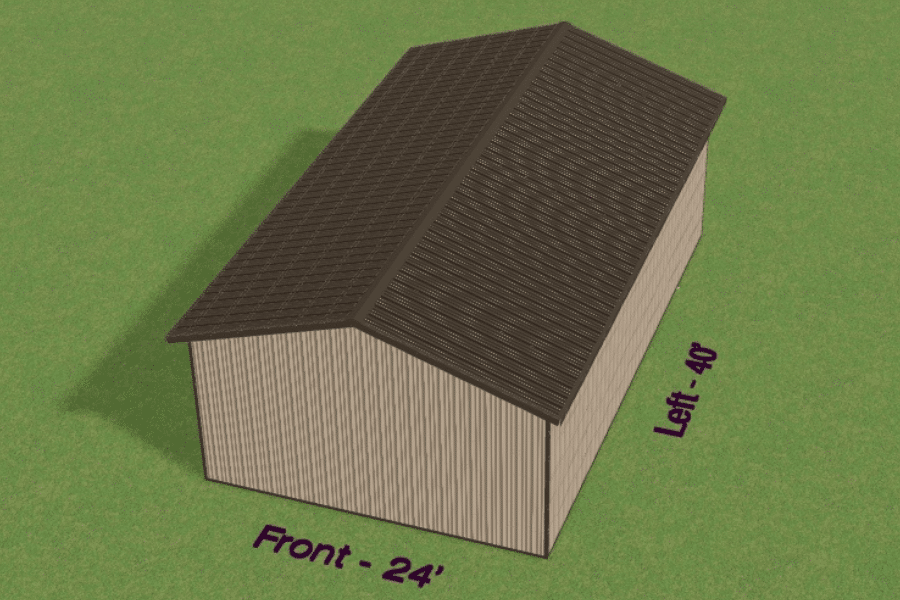 a 24x40 agricultural pole barn being designed in 3D