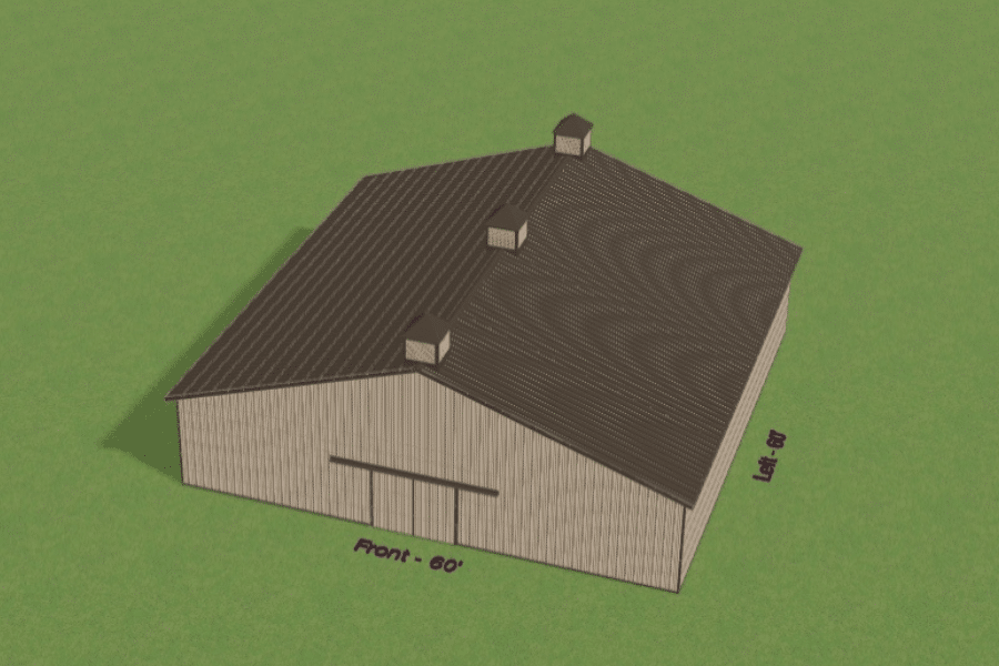 designing a 60x60 equestrian pole barn in 3D