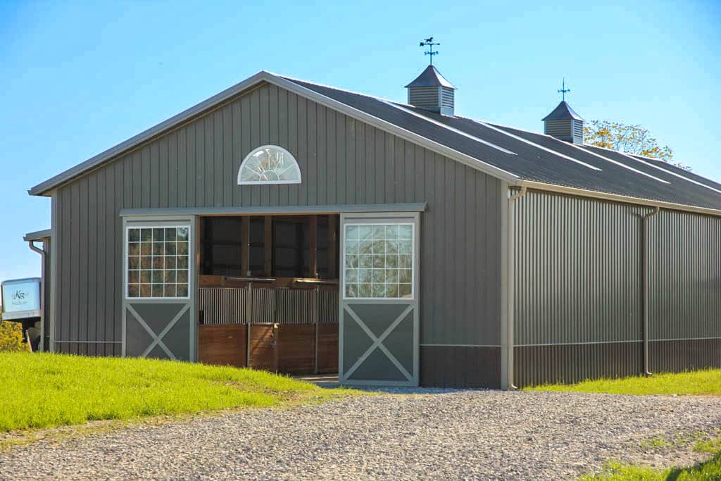 gray 38x64 equestrian pole barn kit