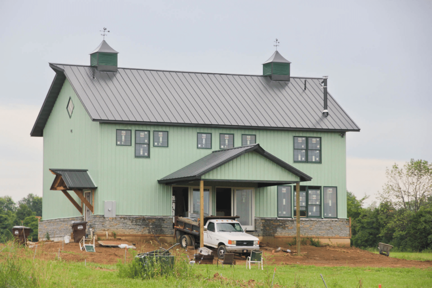 green 60x60 barndominium pole barn kit in ohio