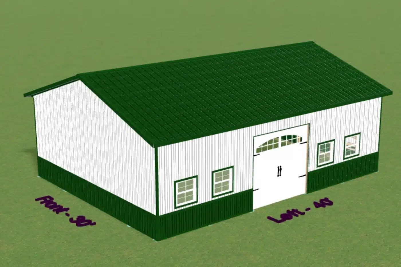 green and white pole barn pole barn color