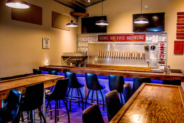 interior of custom 75x100 commercial pole barn bar