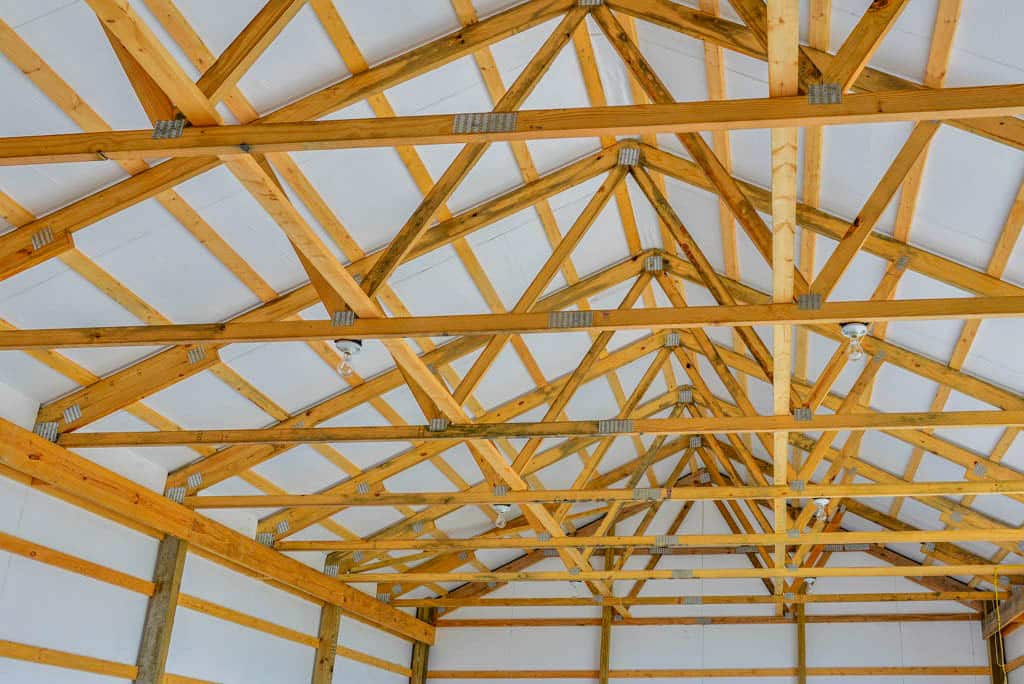 wood roof trusses supporting metal roofing in Morrow OH