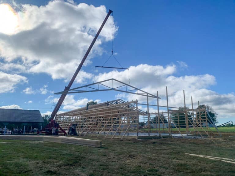 roof trusses in georgetown OH being added to church gymnasium