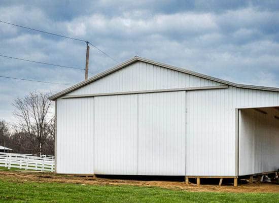 white 40x64 agricultural pole barn