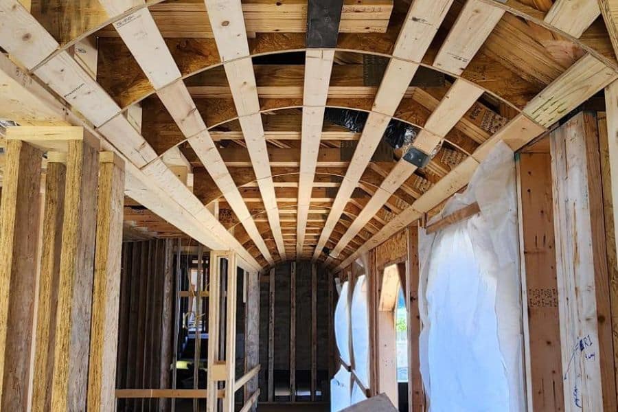 roof truss from the inside of a work-in-progress building
