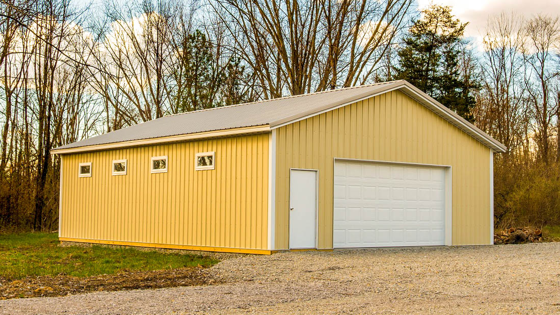 50x100 yellow pole barn garage